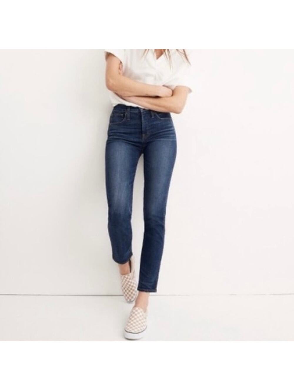 Madewell Rail Straight Jeans Dark Wash High Rise Straight Leg Jeans 26x32